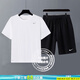 耐克（NIKE）套裝男裝 2025夏季新款運(yùn)動(dòng)服健身訓(xùn)練快干透氣短袖T恤 梭織短褲 HF0507-100+DV9858-010/2件套 M(170)-建議體重120-140斤