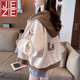 JEZE小個(gè)子帽衫衛(wèi)衣外套女士春秋冬季2024新款女大學(xué)生連帽棒球服 杏色 薄款 M 【建議80-100斤】