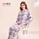 美標春秋新款長(cháng)袖純棉女雙層棉紗套裝格紋軟棉棉可外穿全棉家居服夏 夢(mèng)幻紫 2XL (175/96A)
