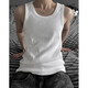 衣然呈品背心男夏季薄款純色無(wú)袖t恤美式復古螺紋背心顯肌肉吊帶打底衫男 白色 XL 【建議115-140斤】