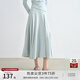 自巧小個子藍色氣質(zhì)長袖T恤半身裙套裝女2025秋季新款溫柔套裝裙 冰藍色半裙 XS （尺碼：2）