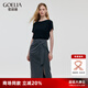 歌莉婭套裝女兩件套2025年新款氣質(zhì)通勤設(shè)計(jì)感t恤開衩半裙套裝1C6LAB84A 00B黑色 M