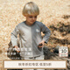 white wheat2025新款秋季兒童T恤女童長袖打底衫男童純棉拼色上衣寶寶T恤衫 灰色 100