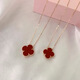 高版本925四葉草項(xiàng)鏈女款18k玫瑰金足銀鎖骨鏈吊墜輕奢百搭高級(jí)感 玫瑰金/紅瑪瑙項(xiàng)鏈 專柜包裝