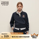 Teenie Weenie小熊衛(wèi)衣女春季休閑設(shè)計(jì)感寬松休閑拉毛絨立領(lǐng)衛(wèi)衣上衣 藏青色 S (160)