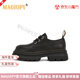 MAGIOPY高端奢侈品女鞋樂福鞋女秋季新款百搭小皮鞋女軟底內(nèi)增高德比鞋女 黑色 36 (230mm)