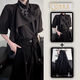 兩件套/ 高級感山本耀司襯衣不規則上衣設計感小眾新中式襯衫私設 兩件-黑色襯衫+褲裙 M