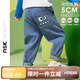 ASK JUNIOR男童褲子2025秋季小童休閑牛仔褲兒童卡通束腳長褲 藍(lán)色 130