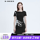 S.DEER圣迪奧女裝夏季時尚百搭潮流不規(guī)則水墨針織T恤S20280146 黑色/91 S 160