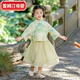 雷姆汀兒童國學(xué)漢服演出服男女童唐裝中式夏季春秋套裝幼兒園中國風(fēng)表演 女童綠野仙蹤中袖上衣+裙子 100