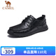 駱駝（CAMEL） 復(fù)古擦色牛皮耐磨軟底大頭休閑商務(wù)皮鞋男 G13S201051 黑色 40 