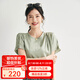 帕羅（PALUOPO）真絲短袖t恤女春夏透氣印花休閑淑女氣質(zhì)上衣百搭設(shè)計感小眾款 豆綠色 XL (170/92A)
