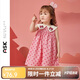 ASK JUNIOR女童連衣裙夏小童小熊繡花娃娃領(lǐng)波點(diǎn)滿印無(wú)袖公主裙 粉色 110