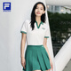 FILA斐樂女子短袖POLO衫2025夏季短款透氣翻領(lǐng)T恤運(yùn)動(dòng)上衣女