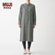 無印良品 MUJI 男女通用 法蘭絨 立領 長衫 無性別 男款女款 BCL43A1A 黑色格紋 L-XL