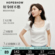 紅袖優(yōu)可絲正肩短袖T恤夏季新款女裝基礎(chǔ)百搭U領(lǐng)修身顯瘦休閑上衣 本白001 M
