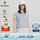 Hush Puppies【絲滑柔軟】暇步士女裝2025夏季多色簡約基礎(chǔ)款質(zhì)感短袖圓領(lǐng)衫 海藍色 XL