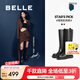 百麗（Belle）七夕禮物周雨彤同款盛裝舞步美拉德騎士靴女商場款長筒靴C1L1DDG4 黑色 【周雨彤同款】 38 (240mm)