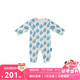 Milkbarn寶寶連體服夏季空調(diào)房睡衣6-24月嬰兒長(zhǎng)袖哈衣爬服 冰藍(lán)雪絨花 80cm (12-18m)