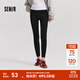 森馬（Semir）休閑褲女加絨九分鯊魚褲高彈2024冬季黑色修身小腳褲百搭 黑色90001 M 160/66A