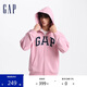 GAP男女裝春秋字母logo美式連帽衛(wèi)衣情侶裝運動外套611720