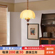 惠普暖魔方餐廳吊燈中古風(fēng)復(fù)古民宿臥室中國風(fēng)感2024新款侘寂風(fēng)布藝燈具 胡桃木色-3104-3L提花