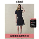 ELAND【100%棉】衣戀半身裙女高腰a字顯瘦毛織百褶裙2025夏季新款 藏青色(59)Navy S