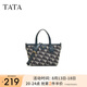 他她（TATA）復(fù)古老花手提包女包包休閑手拎包單肩包春季新款X3410AX5 蘭灰/綠 F