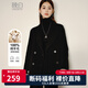 晚白【專享】時尚簡約休閑雙面呢厚外套羊毛短款大衣女 黑色 M
