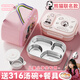 集刻316不銹鋼飯盒學(xué)生小學(xué)生專(zhuān)用餐盒食品級保溫盒可微波爐餐盤(pán)便當E 粉色【4格】帶餐具+湯碗(不含袋) 316不銹鋼-隔層可收納餐具餐巾紙