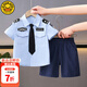 G.DUCKKIDS小黃鴨男童套裝春秋季新款兒童警官警察衣服男寶寶演出服裝三件套 短袖襯衣+褲子兩件套 120 尺碼5~6歲【110-120cm】cm