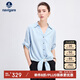 Navigare意大利小帆船女時(shí)尚寬松牛仔襯衫潮流中袖襯衣2323505506 水藍 L 