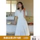獨束大碼女裝【愛的圓舞曲】 階梯式抽褶裙擺 法式重工顯瘦連衣裙 摩根石白 4XL （尺碼：6）