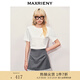 MAXRIENY【浪漫度假-商場(chǎng)同款】華麗感花朵釘珠甜美純白上衣 本白 L 03/38