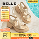 百麗（Belle）滿天星閃耀水鉆休閑涼鞋女2025夏新厚底增高涼鞋B2666BL5 杏色 36 (230mm)