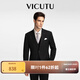 威可多（VICUTU）【小藍(lán)西】男士西服羊毛商務(wù)正裝結(jié)婚西裝外套新郎伴郎禮服 黑色 170B