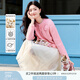 香影（xiangying）粉色針織開衫外套女2025春裝新款立體花朵上衣鏤空溫柔風毛衣 粉紅 M