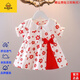G.DUCKKIDS品牌童裝女童連衣裙夏裝新款嬰兒碎花裙女寶寶夏季兒童裙子洋氣小 旗艦品質(zhì)BDKL長(cháng)尾蝶紅色 均碼 66