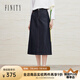FINITY菲妮迪牛仔半身裙秋季新款寬松中長款復(fù)古通勤半裙女 牛仔藍 L
