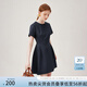 范思藍(lán)恩氣質(zhì)通勤短袖收腰連衣裙女短裙2024夏新款法式溫柔18007 藏青色 M