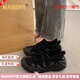 MAGIOPY高端奢侈品女鞋阿甘鞋女新款百搭休閑鞋女舒適軟底增高運(yùn)動鞋女 黑色 36 (230mm)
