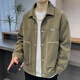 才俏夾克男2025新款冬季新款潮牌痞帥翻領(lǐng)男裝百搭外套男士上衣 綠色外套 L