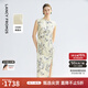 朗姿【蘭亭敘】桑蠶絲印花長(zhǎng)裙氣質(zhì)2025夏新款高級(jí)感新中式連衣裙 薄霧草地色 M