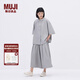 無印良品（MUJI）IDEE 女式 平紋 短袖襯衫 女士襯衣25年夏季女裝上衣GA41CC5S 煙熏綠色 M （155/80A）