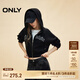 ONLY春夏時尚字母印花寬松連帽短款開衫衛(wèi)衣女|12439R016 H1Z 黑色 M (165) 84A