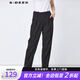 S.DEER【專享款】圣迪奧女裝時尚壓褶撞色插袋黑色長褲S21360817 黑色/91 L 170