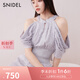 SNIDEL2025春夏新品優(yōu)雅露肩流蘇收腰掛脖印花連衣裙SWFO251123 淺灰色 S (0)