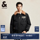 杰克·瓊斯（JACK&JONES）男裝衣服春季新款時(shí)尚帥氣翻毛領(lǐng)棉衣寬松多口袋短款棉服男厚外套 E40 黑色 XS 165