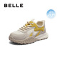 百麗（Belle）靚麗撞色阿甘鞋女2025秋新商場(chǎng)同款舒適透氣休閑鞋E3B1DCM5 米色/黃 35 (225mm)
