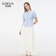 歌莉婭小香風(fēng)套裝女2025新款通勤整套穿搭高級感兩件套1E4RAB07A 05U粉藍 S